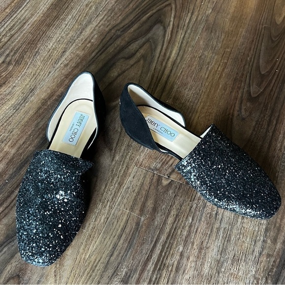 Jimmy Choo Women's Globe Glitter & Leather d'Orsay Flats - Picture 9 of 16